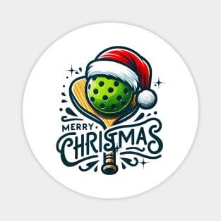 Merry Christmas Pickleball Pickle Ball and Paddle Santa Magnet